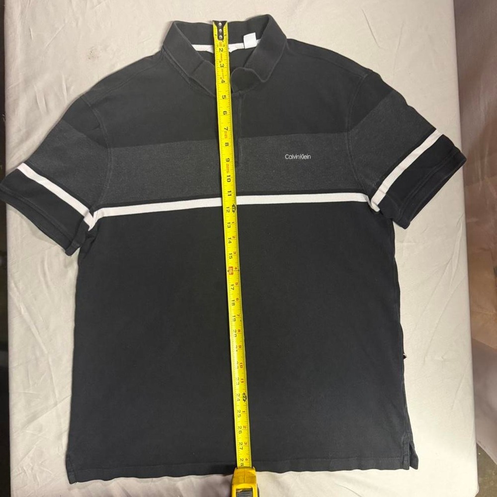 Calvin Klein Striped Chest Panel Polo Shirt — Size L